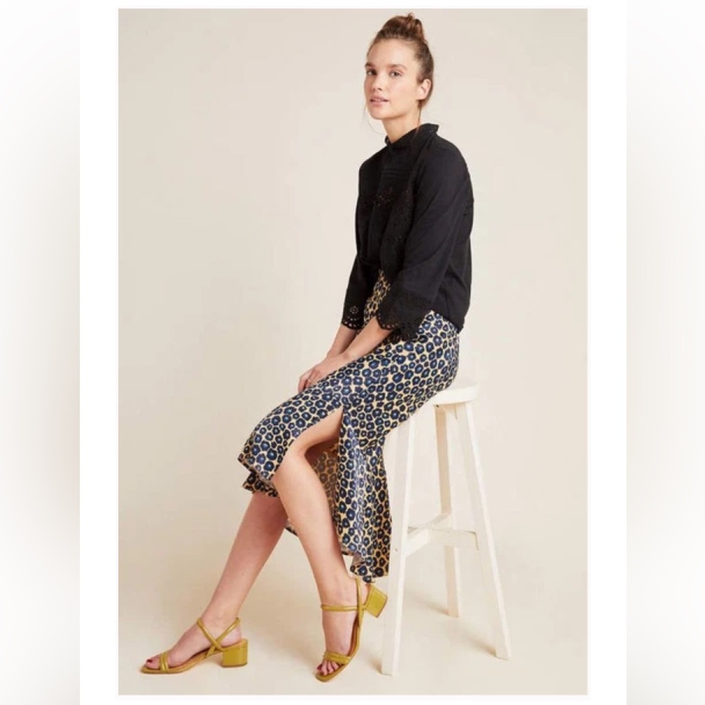 Maeve by Anthropologie Leopard Midi Slip Skirt